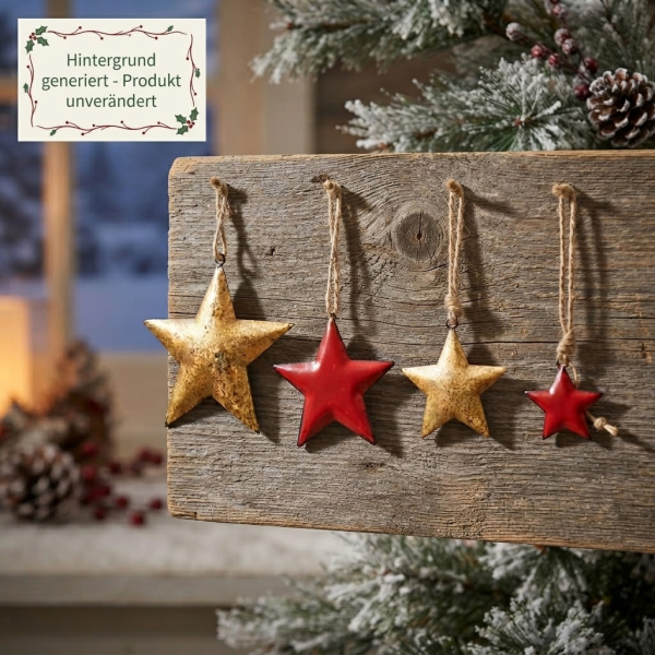 Weihnachtliche Hängesterne in Gold & Rot – festliche Weihnachtsdekoration